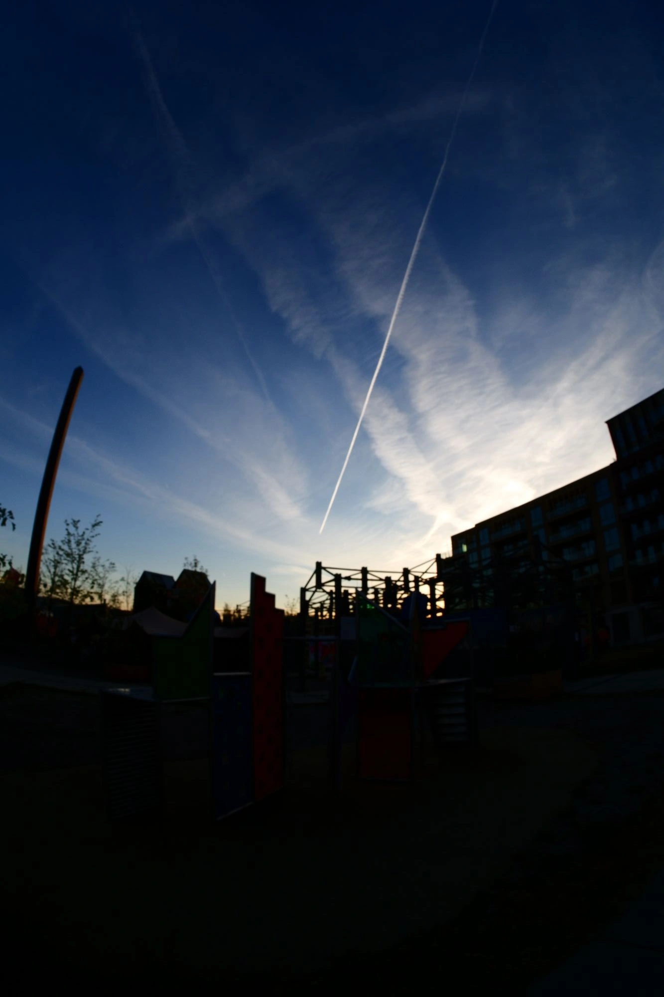 Long white streak in sky