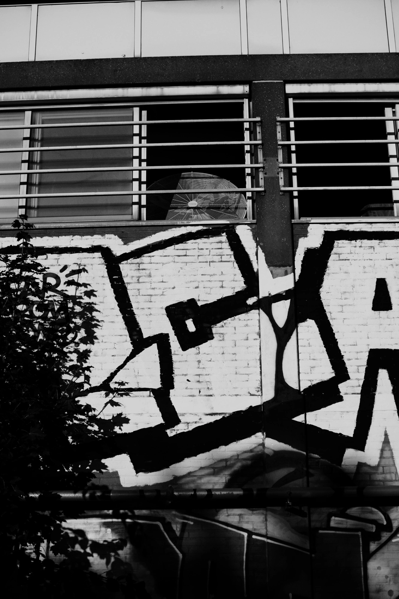 2023-08-15 - xt35 - bw - NL - Utrecht - Graffiti on side of building