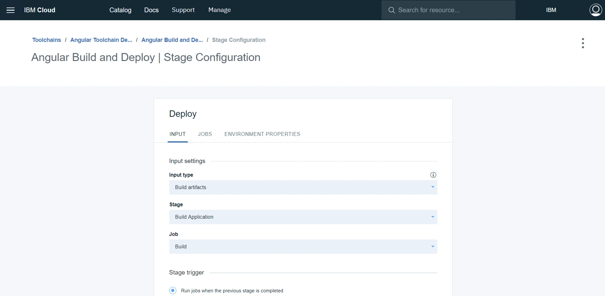 Deploy Stage Configuration