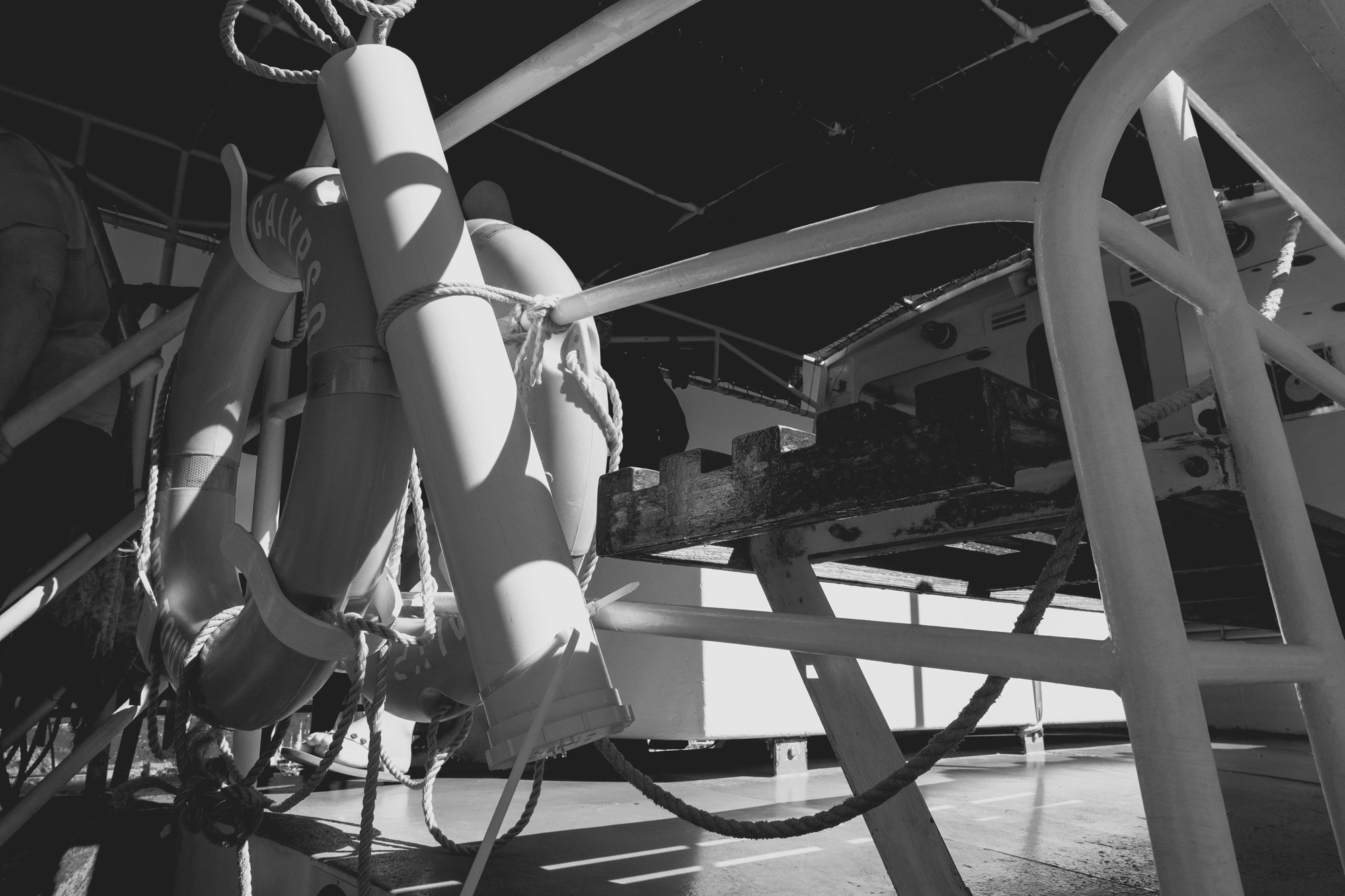 2022-02-13 - Cape Town - Floatation devices hung on a boat.j