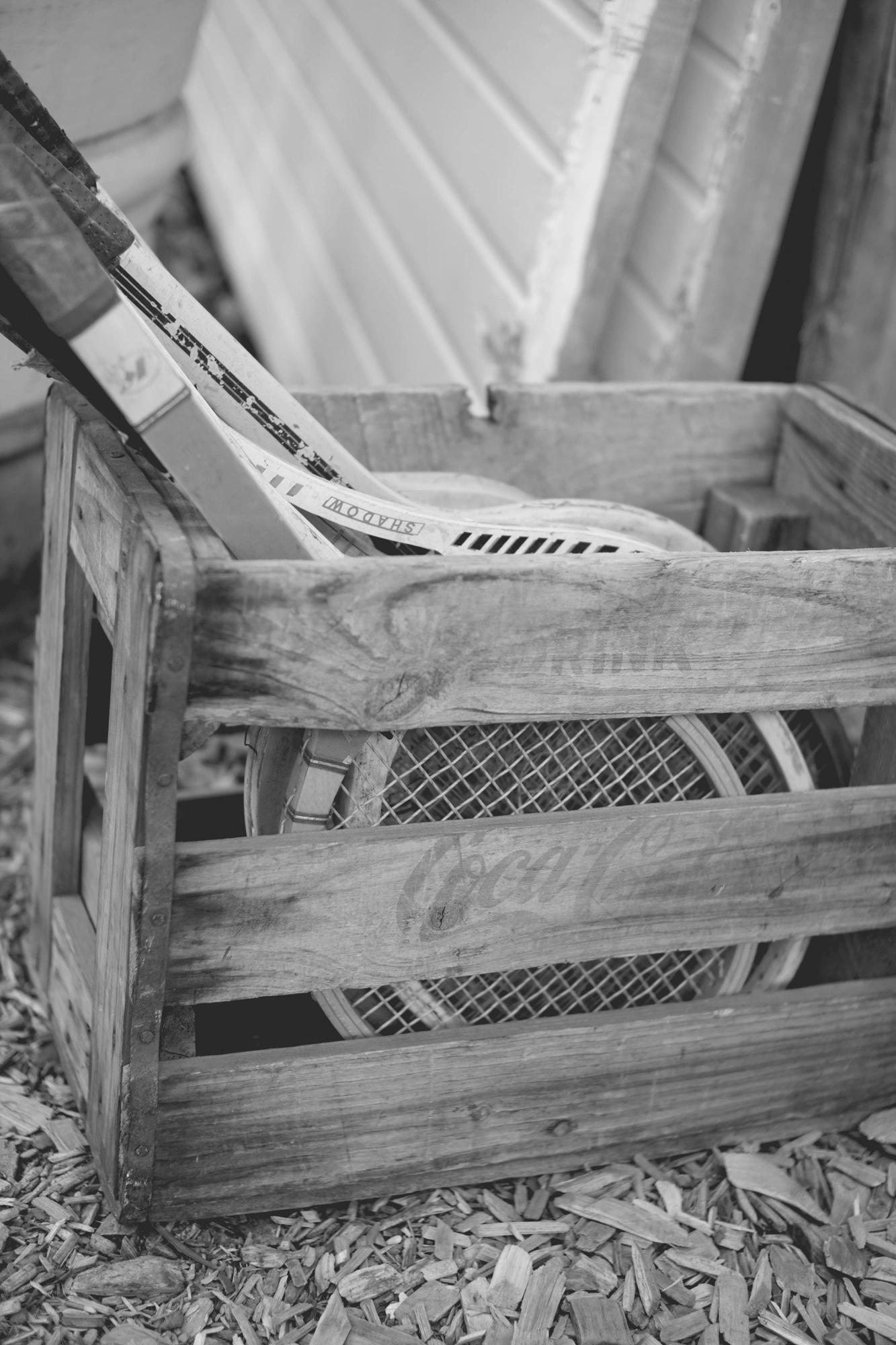 2022-02-18 - Cape Town - Tennis raquets in wooden basket.j
