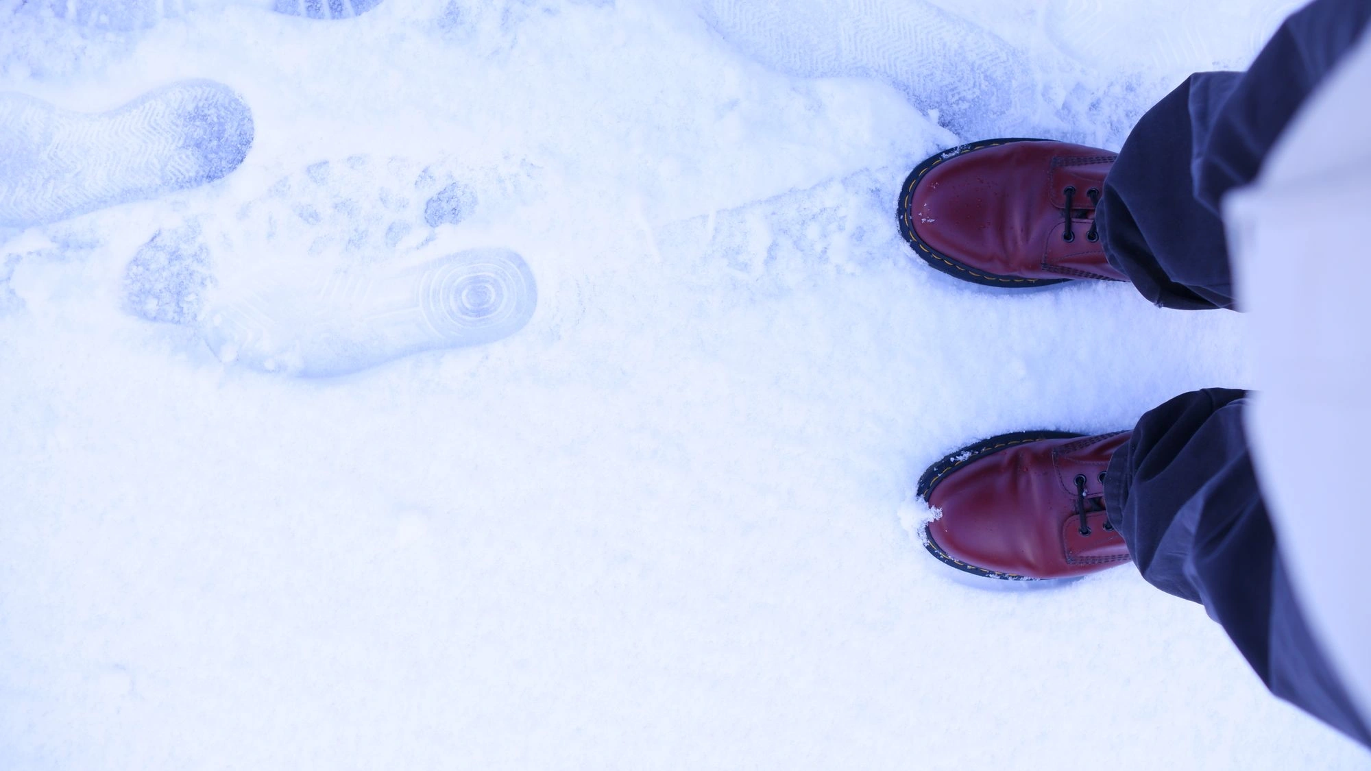 Red boots in snow.J